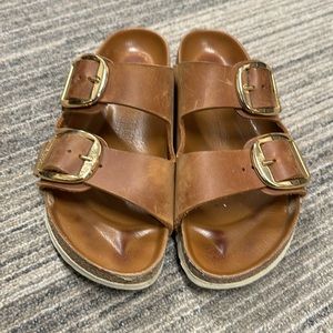Birkenstock Big Buckle Arizona Leather Sandals Women's Size 38 EUC